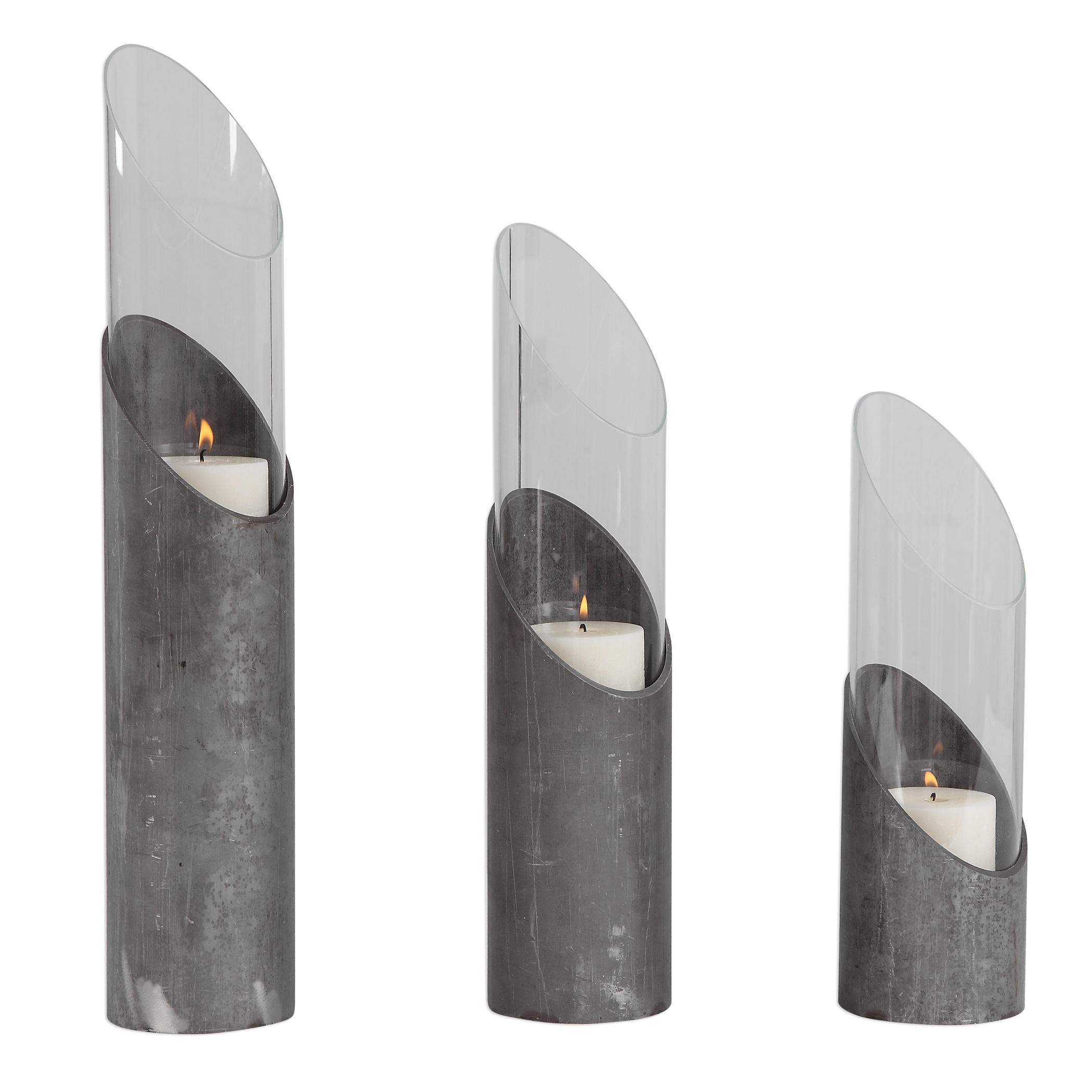 Karter Iron & Glass Candleholders Set/3 - Image 3