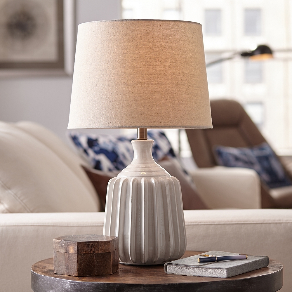 Logan Ribbed Ceramic Modern Table Lamp by 360 Lighting - Image 1