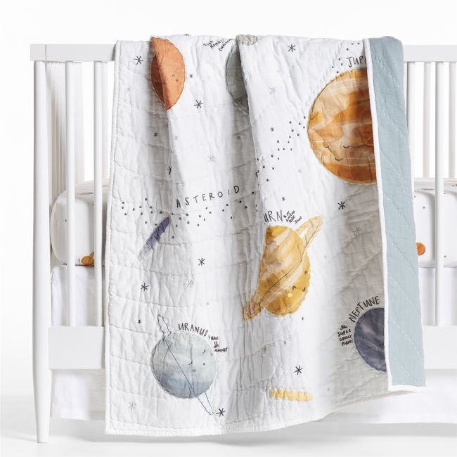Outer Space Organic Cotton Baby Crib Quilt - Image 0