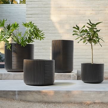 Cecilia Ficonstone Indoor/Outdoor Planter, Extra Large, 27.1"D x 26"H, Black, Set of 2 - Image 1
