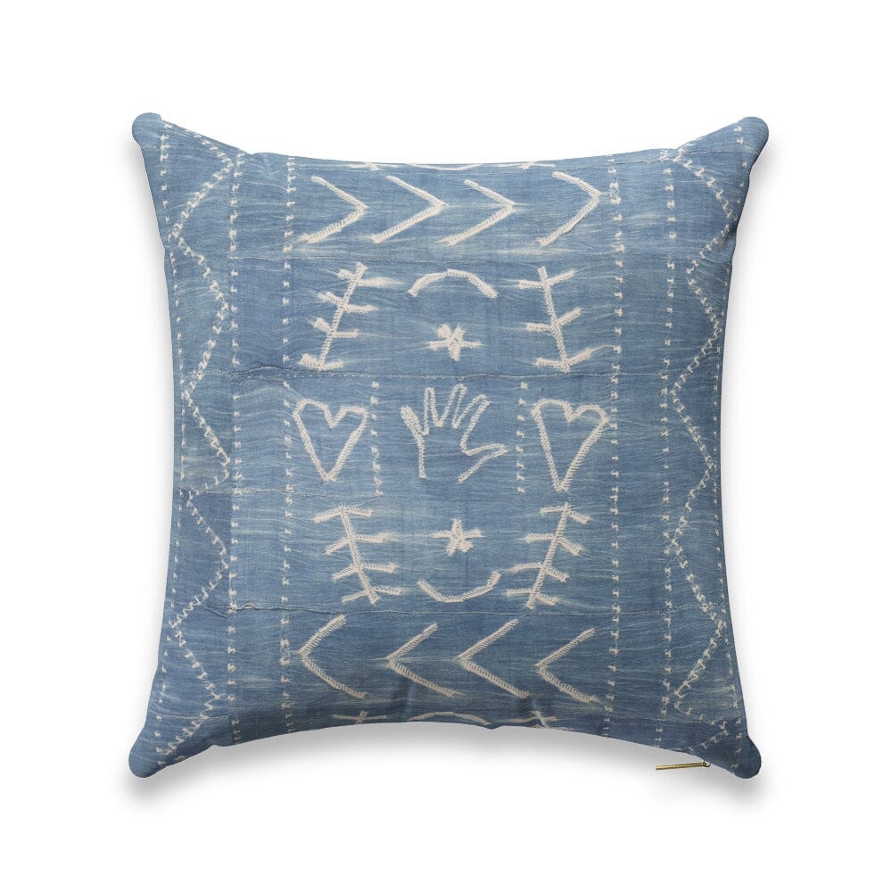 Heart in Hand Indigo Pillow by St. Frank | Blue | 26" W x 26" H | Linen - Image 0