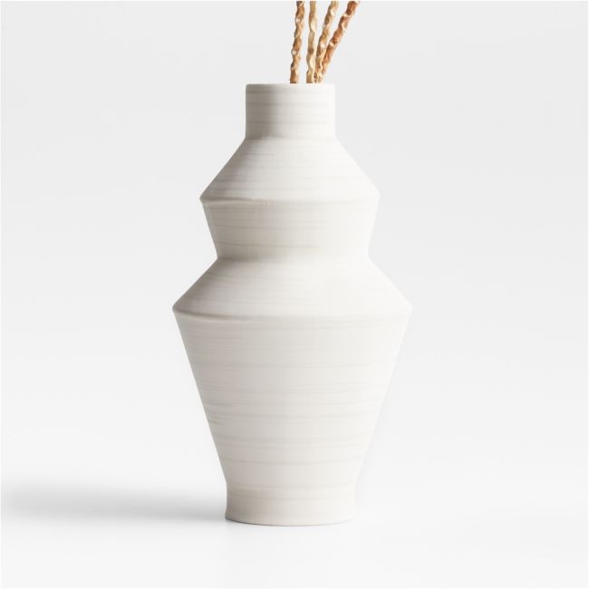 Angle Cream Ceramic Vase 11.5" - Image 0