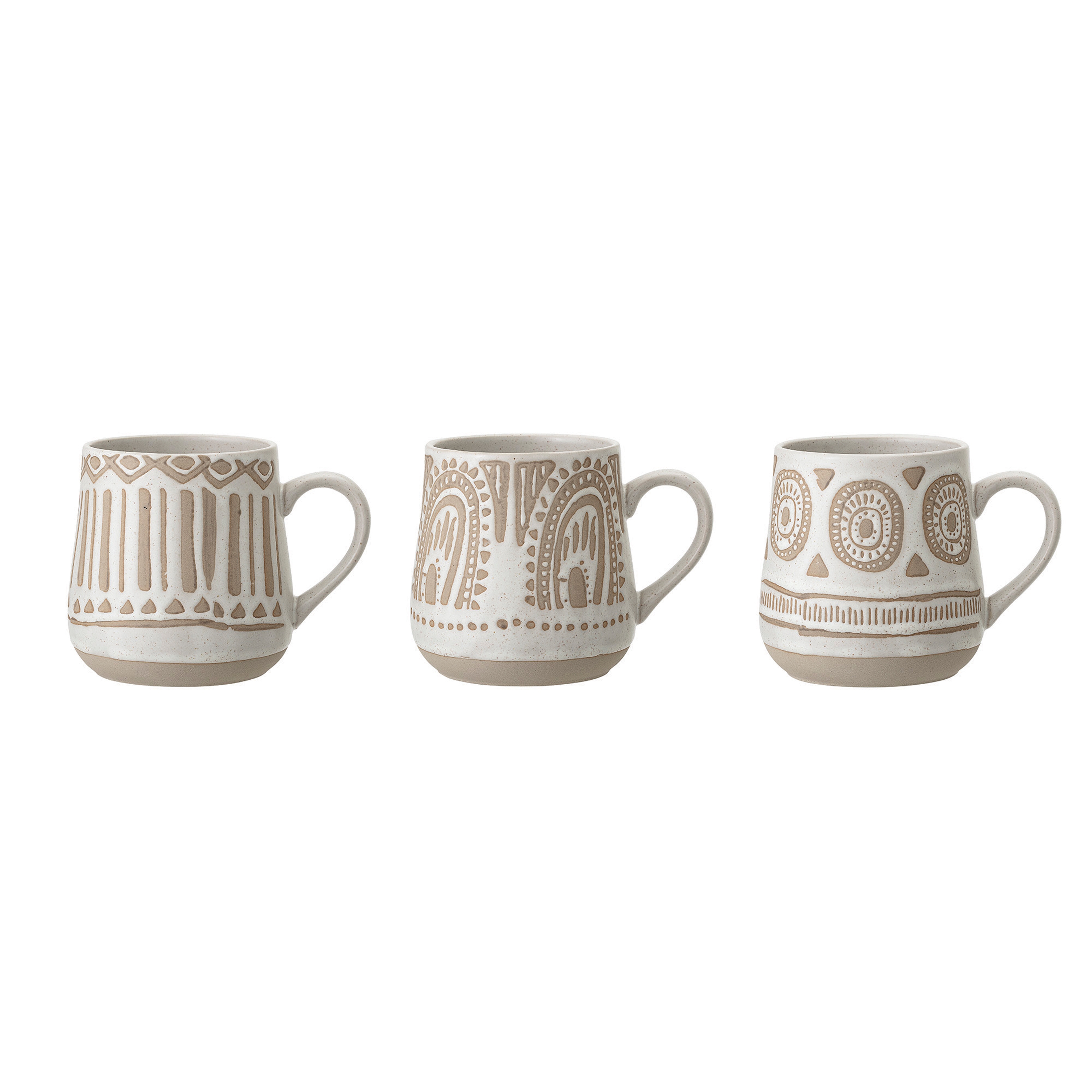 Handpainted Underglaze Beige Stoneware Mug (Set of 3 Styles) - Image 0