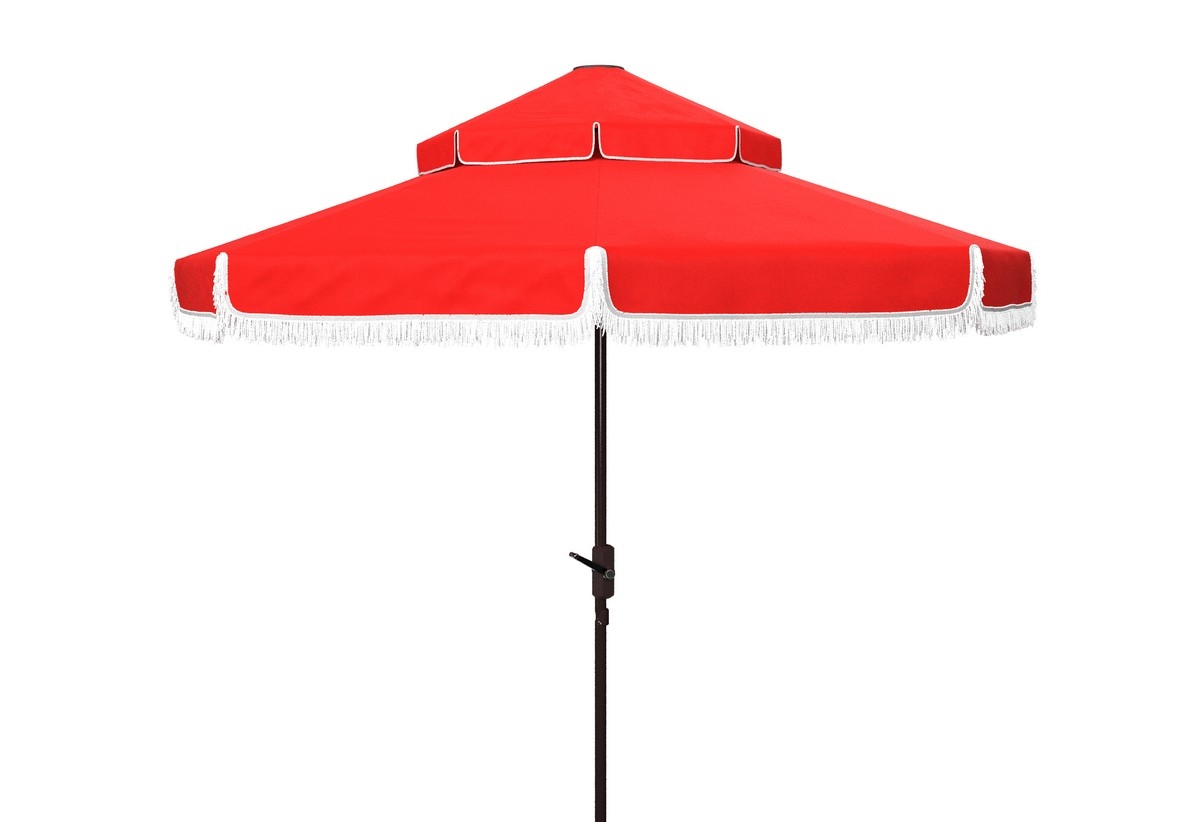 Milan  9Ft Doubletop Umbrella - Red - Safavieh - Image 0