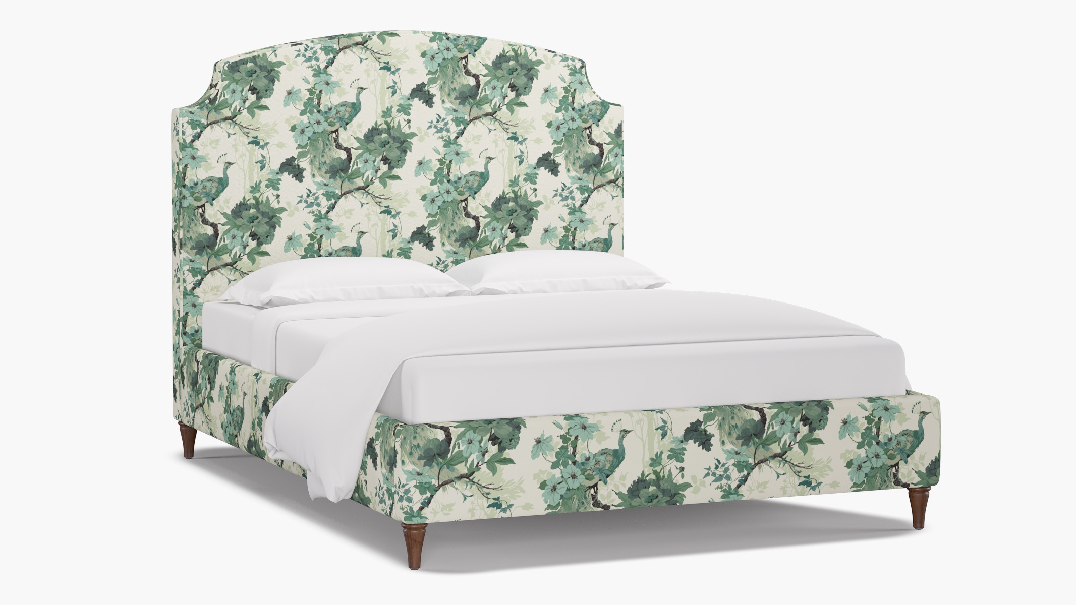 Cove Bed, Jade Peacock Park, Walnut Decorative Tapered Leg, King - Image 1