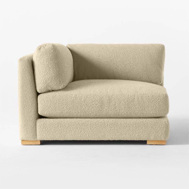 Piazza Camel Brown Boucle Corner Chair with White Oak Legs - Image 3