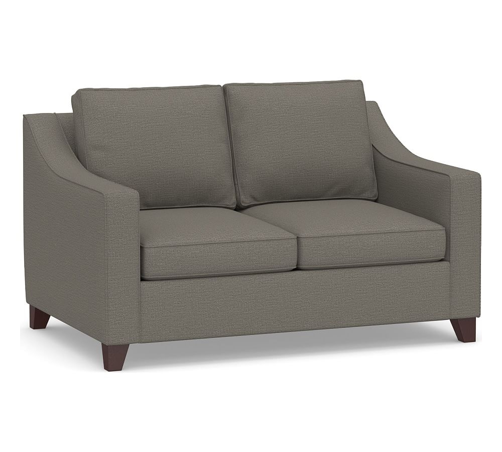 Cameron Slope Arm Upholstered Deep Seat Loveseat 2-Seater 60", Polyester Wrapped Cushions, Chunky Basketweave Metal - Image 0
