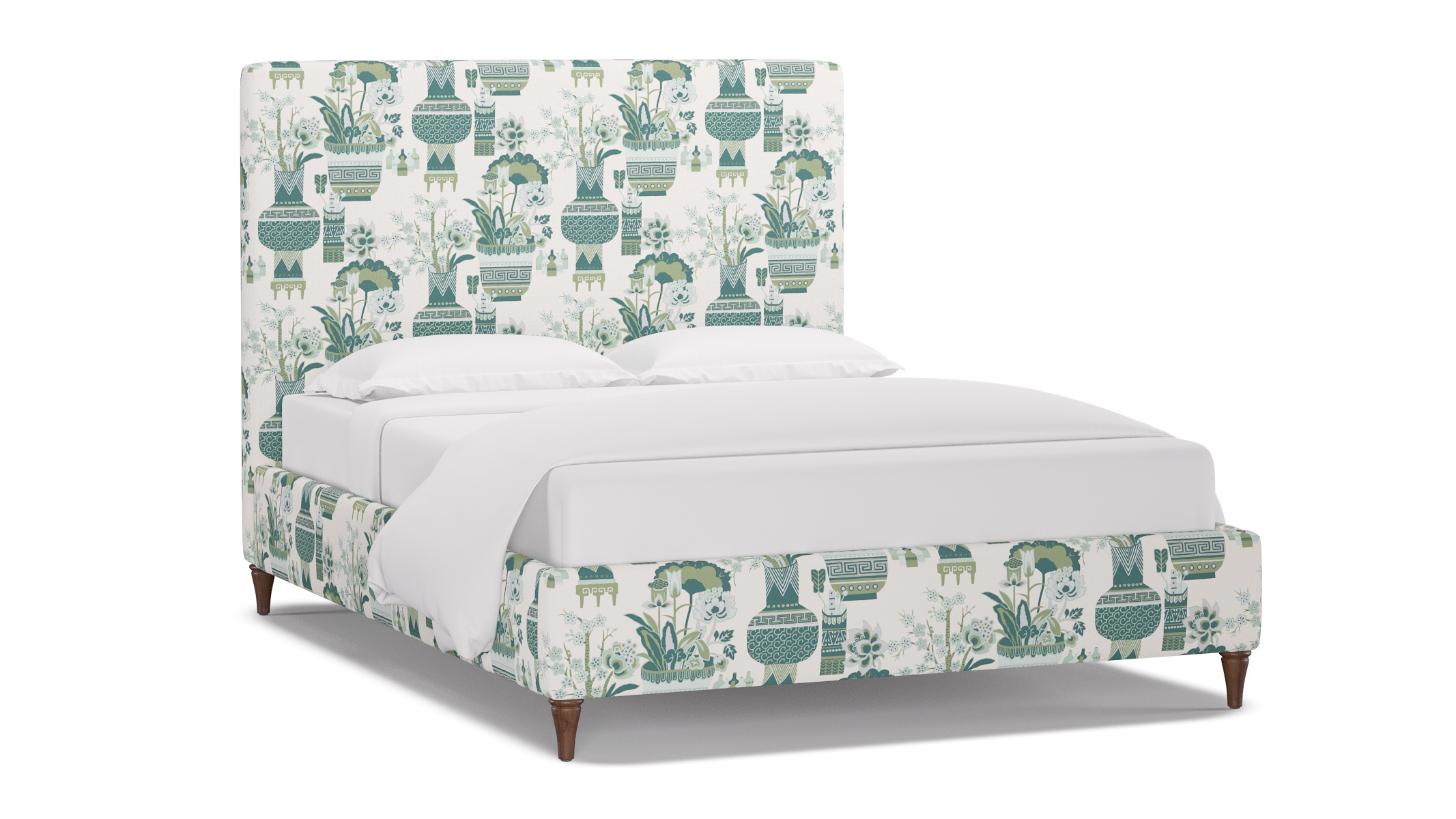 Classic Bed, Pistachio Kan-Shie, Walnut Decorative Tapered Leg, Twin - Image 1
