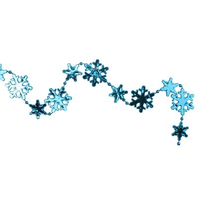8' Clear Iridescent Snowflake Shaped Beaded Christmas Garland - Image 0