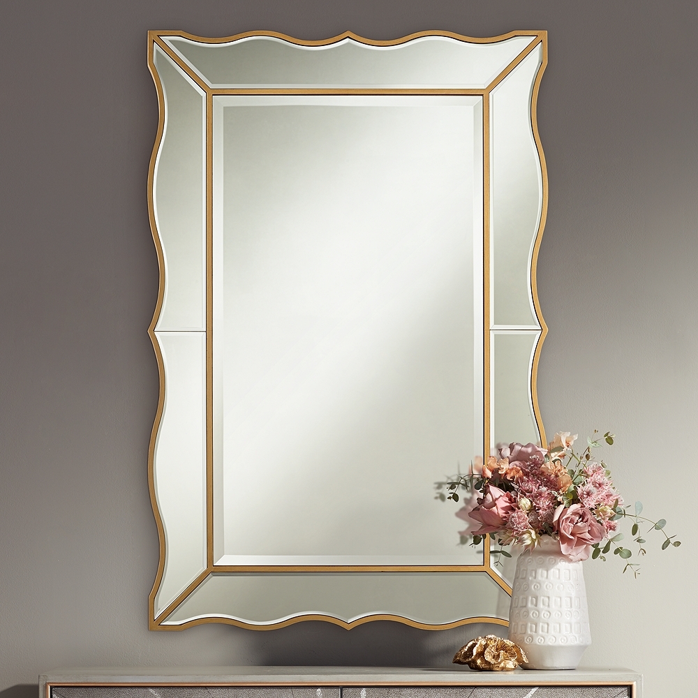 Delania 28" x 42" Antique Gold Fancy Edged Wall Mirror - Style # 90M74 - Image 0