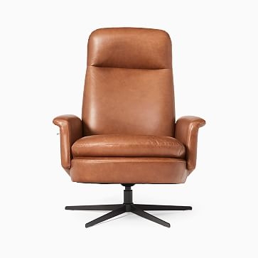 Crescent Recliner, Poly, Sierra Leather, Licorice, Antique Bronze - Image 3