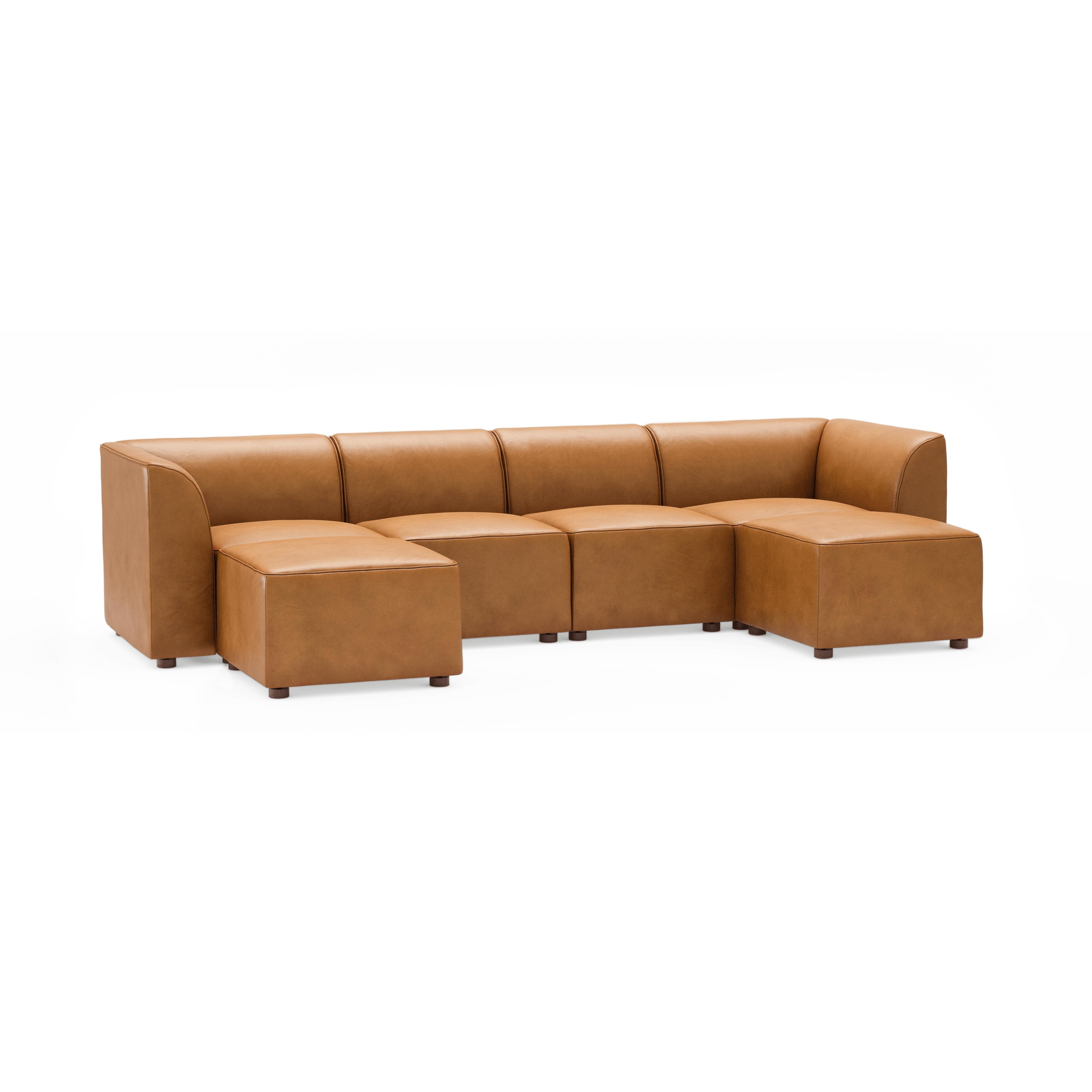 Burrow Mambo 6-Piece Double Sectional Lounger, Leg Finish: WalnutLegs - Image 0