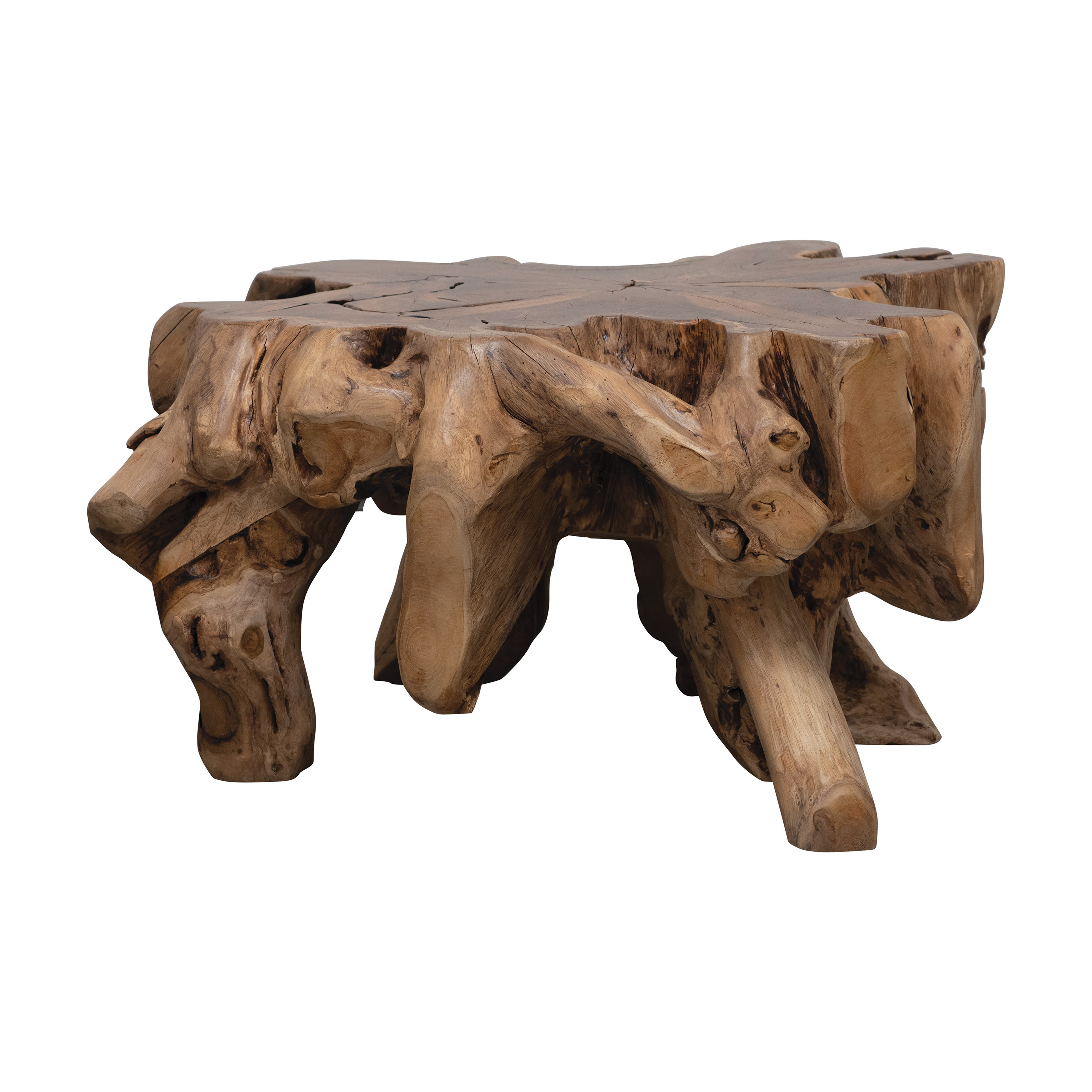 Natural Round Wood Coffee Table, Brown - Image 0
