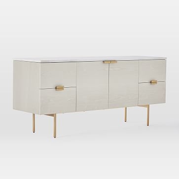 Delphine Buffet, Marble & Wood, Feather Gray, 63" Estimate Delivery Early August 2022 - Image 0
