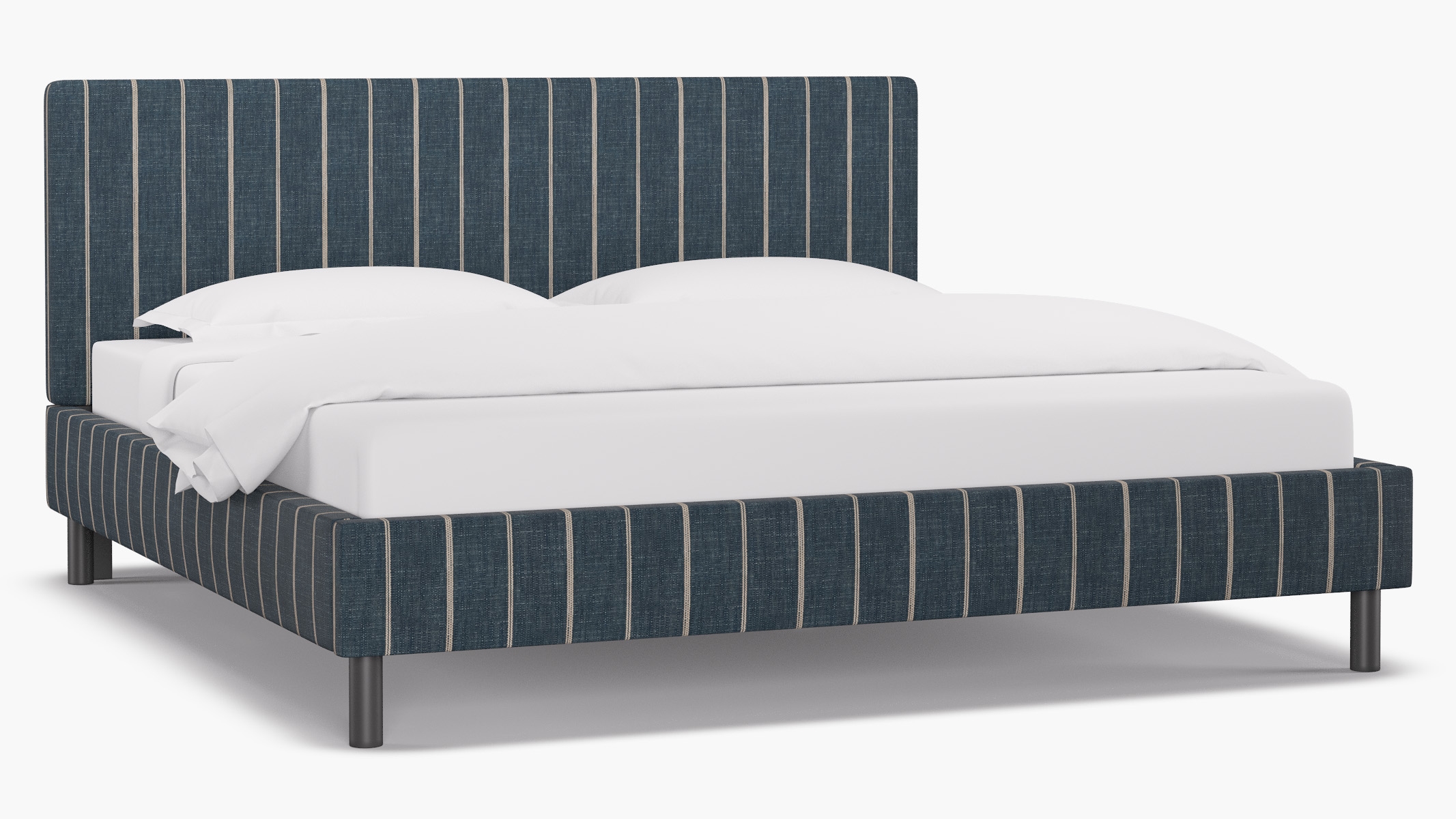 Tailored Platform Bed, Indigo Fritz, King - Image 1