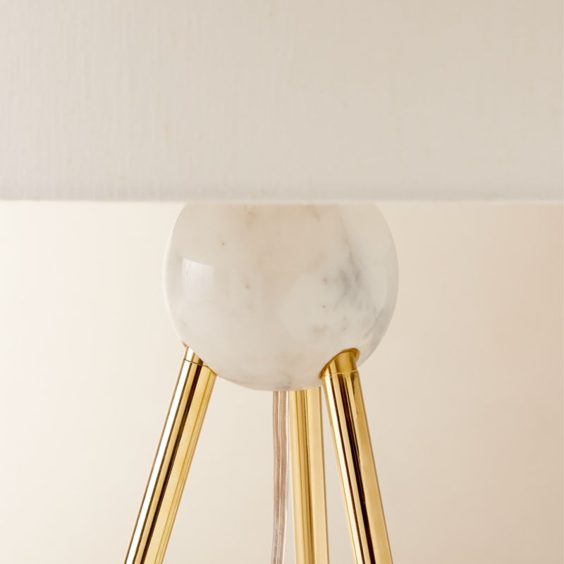 Reeza Brass and Marble Tripod Floor Lamp - Image 2