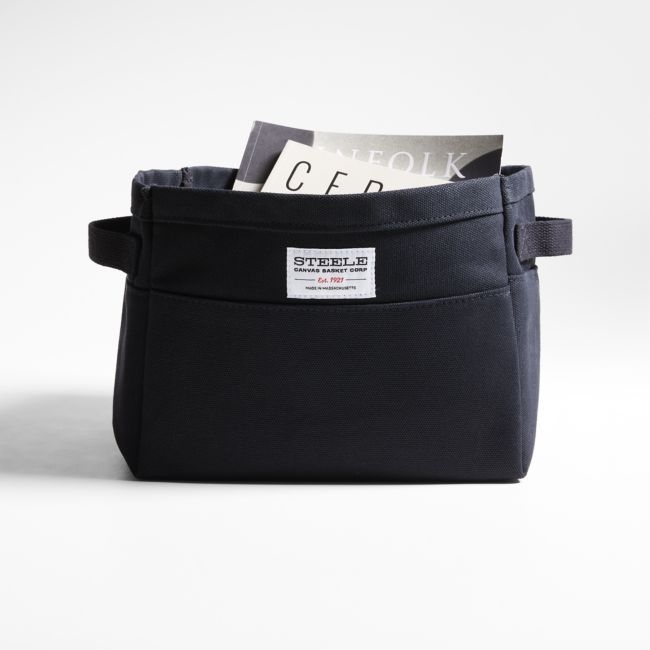 Steele ® Small Black Canvas Storage and Laundry Basket - Image 0