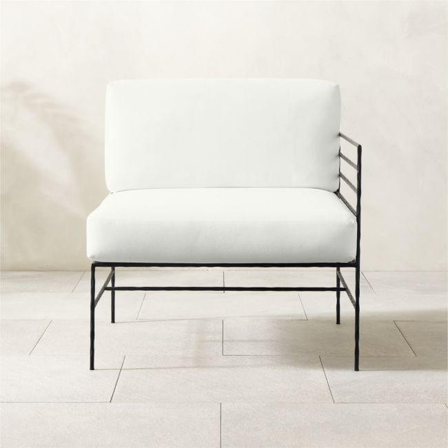 Marteau Black Metal Outdoor Right Chair with White Sunbrella® Cushions - Image 0