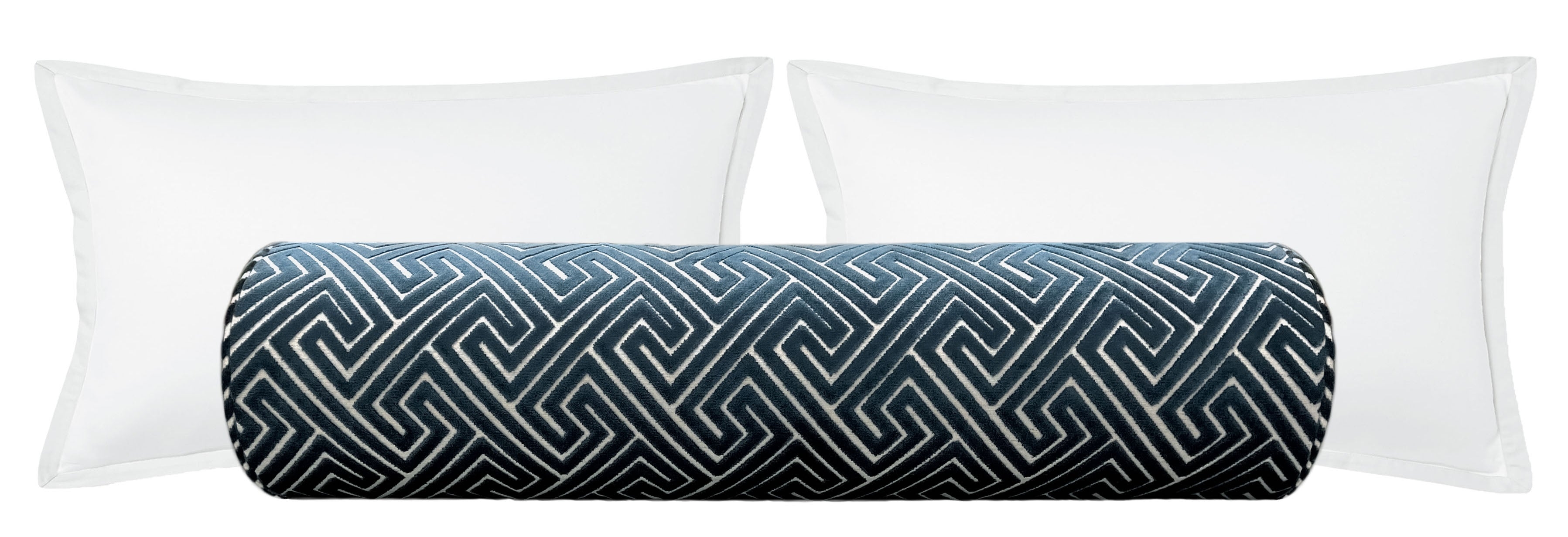 THE BOLSTER :: ROMAN CUT VELVET // NAVY BLUE - BY THE YARD - Image 0