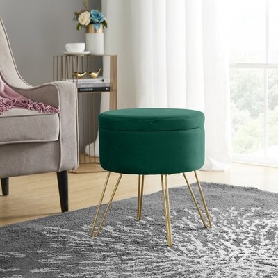 Elrosa 15" Velvet Round Storage Ottoman - Image 0