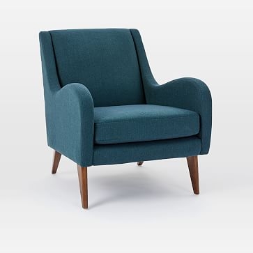 Sebastian Chair, Twill, Teal, Pecan, Set of 2 - Image 0