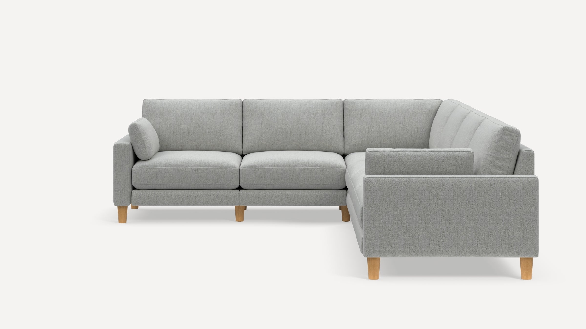 Union 6-Seat Sectional - Crushed Gravel - Performance Chenille / Oak - Wood / Round Leg - Image 0