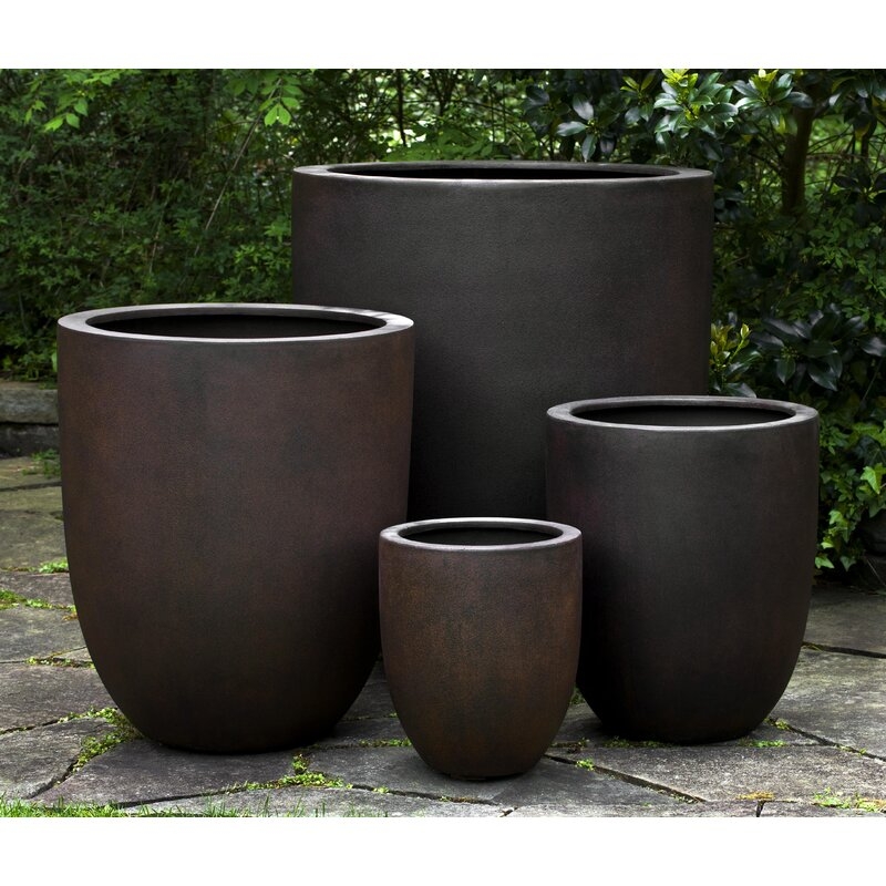  Bradford Fiberglass Clay Composite Pot Planter Color: Rust Lite, Size: 18.5" H x 15.7" W x 15.7" D - Image 0