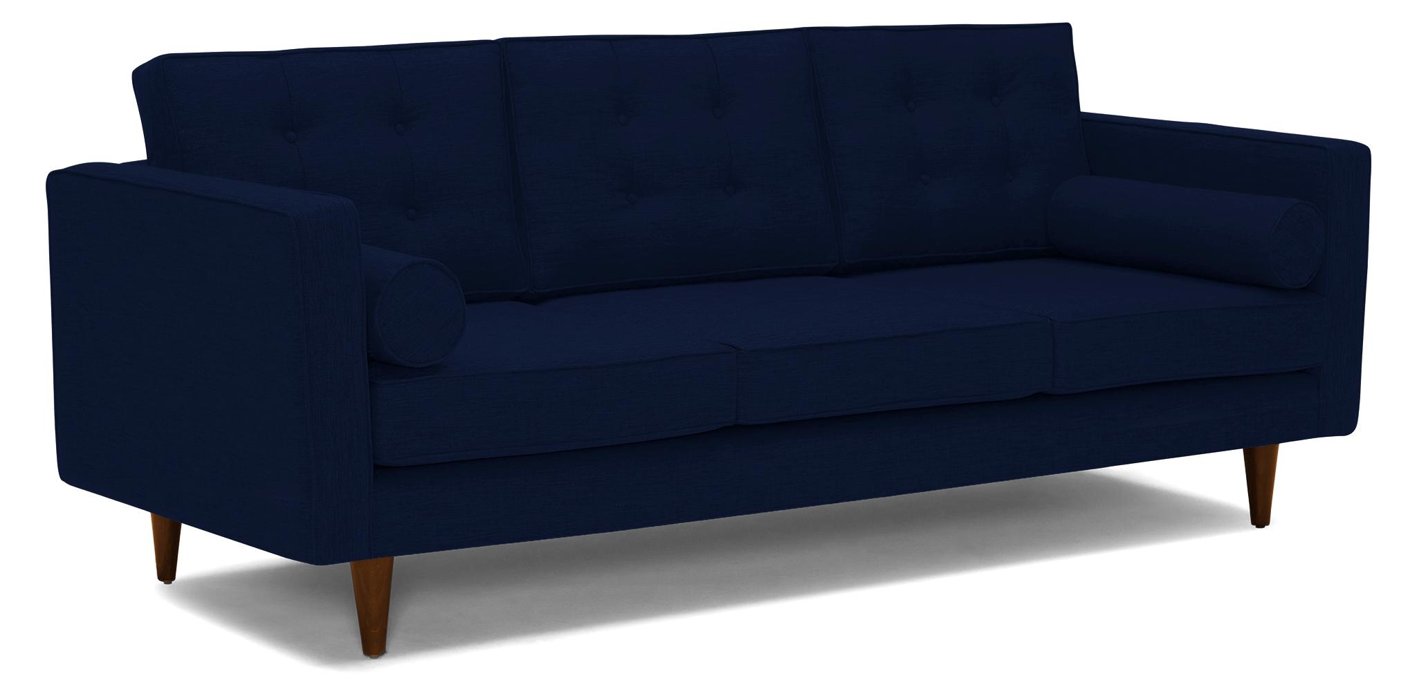Blue Braxton Mid Century Modern Sofa - Royale Cobalt - Mocha - Image 1