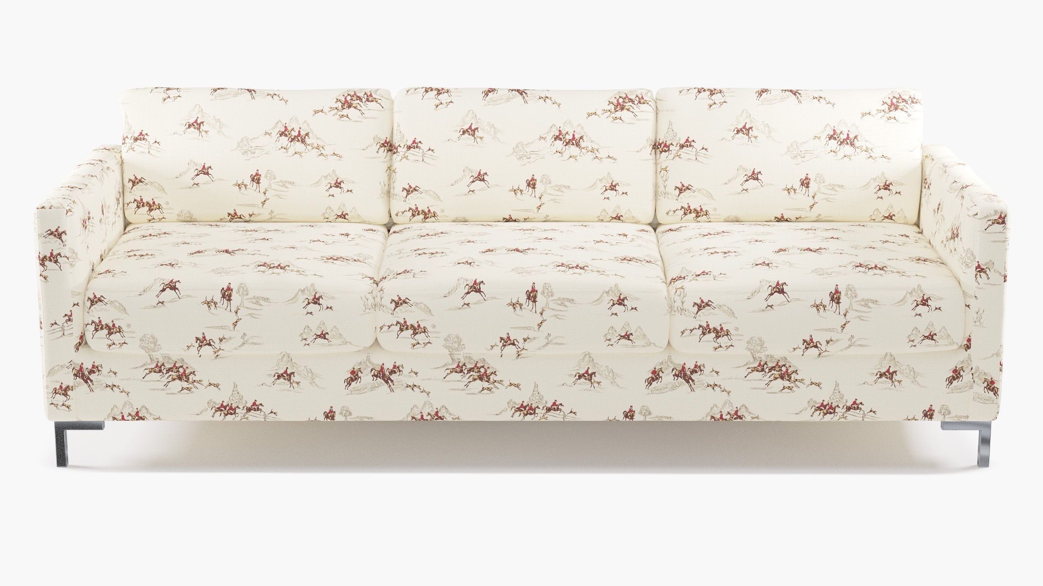 Modern Sofa, Red Cotswold Hunt, Chrome L Leg - Image 0