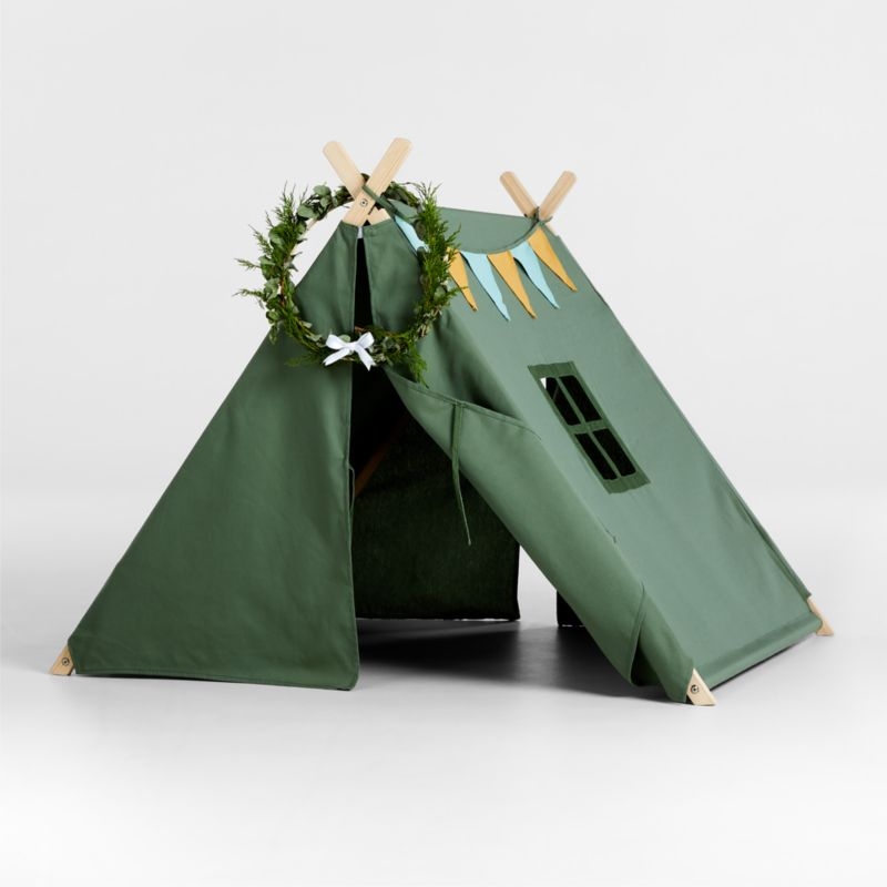 Green Collapsible Kids Canvas Play Tent - Image 4