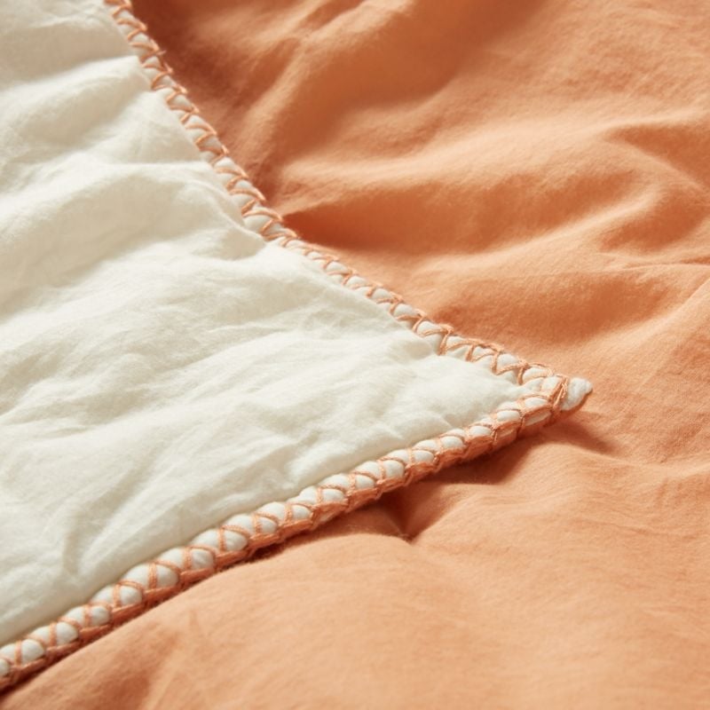 Peach Mini Tuft Organic Crib Blanket - Image 3