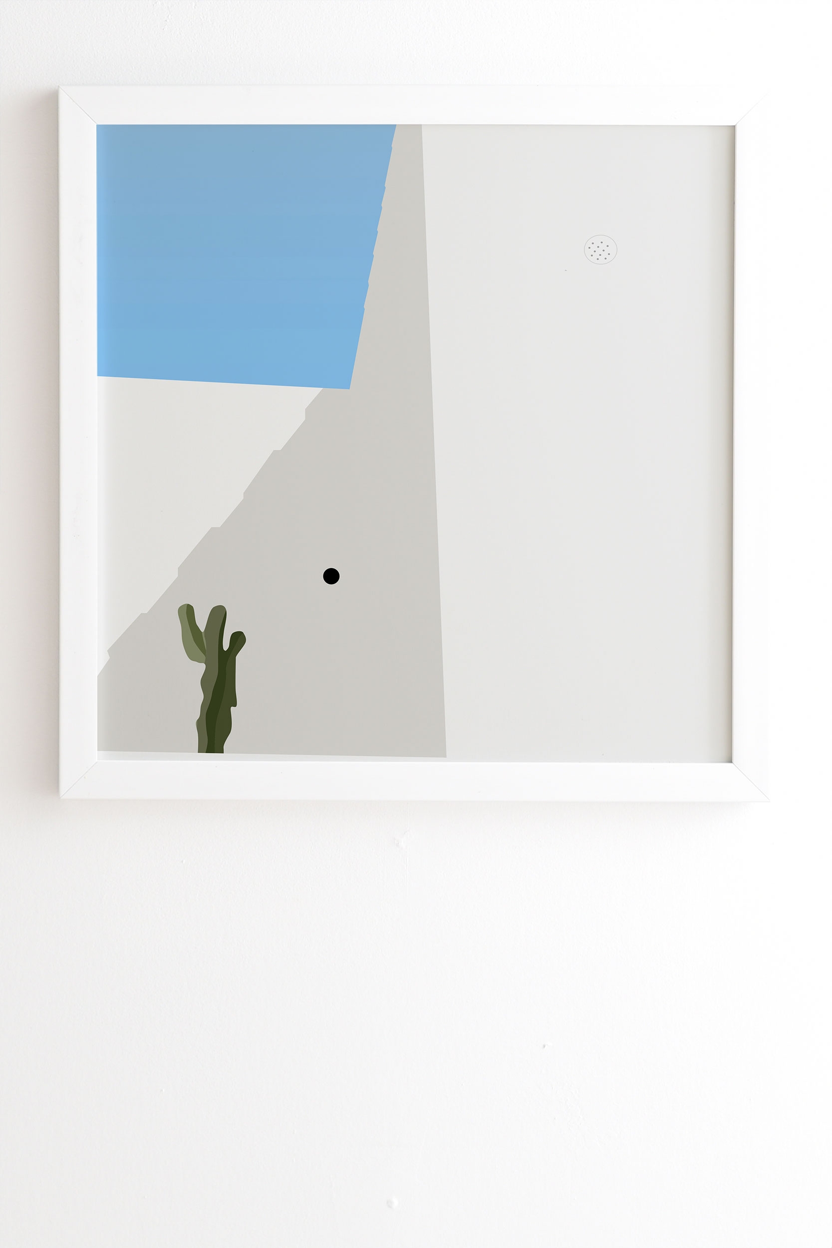 Santorini Illustration by Mambo Art Studio - Framed Wall Art Basic White 11" x 13" - Image 1