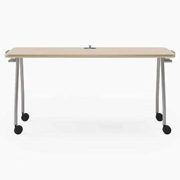 Steelcase Verb Rectangular Table, 30"x60", Wheels, Center Board, Winter on Maple, Black - Image 2