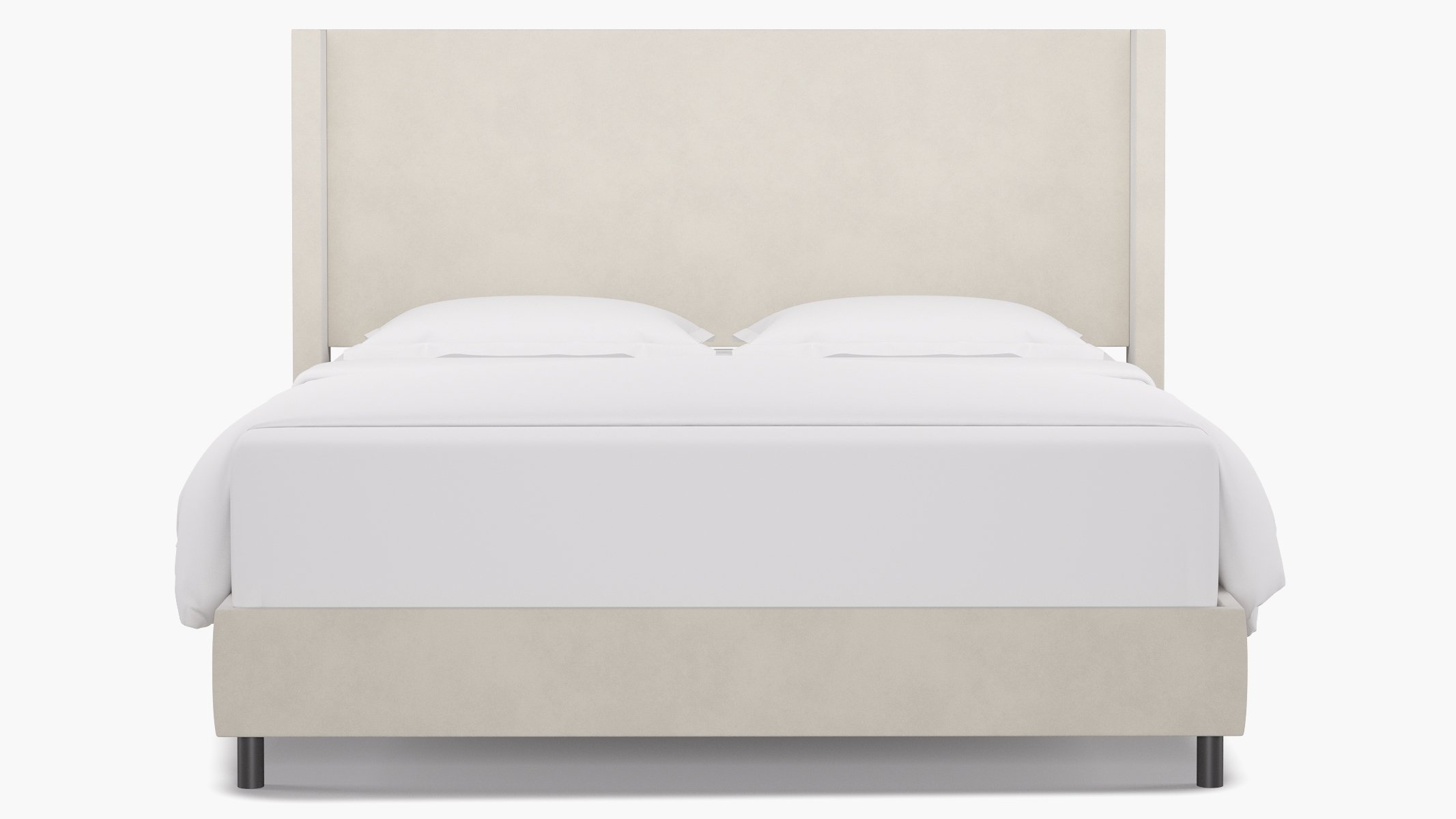 Modern Wingback Bed, White Classic Velvet, King - Image 1