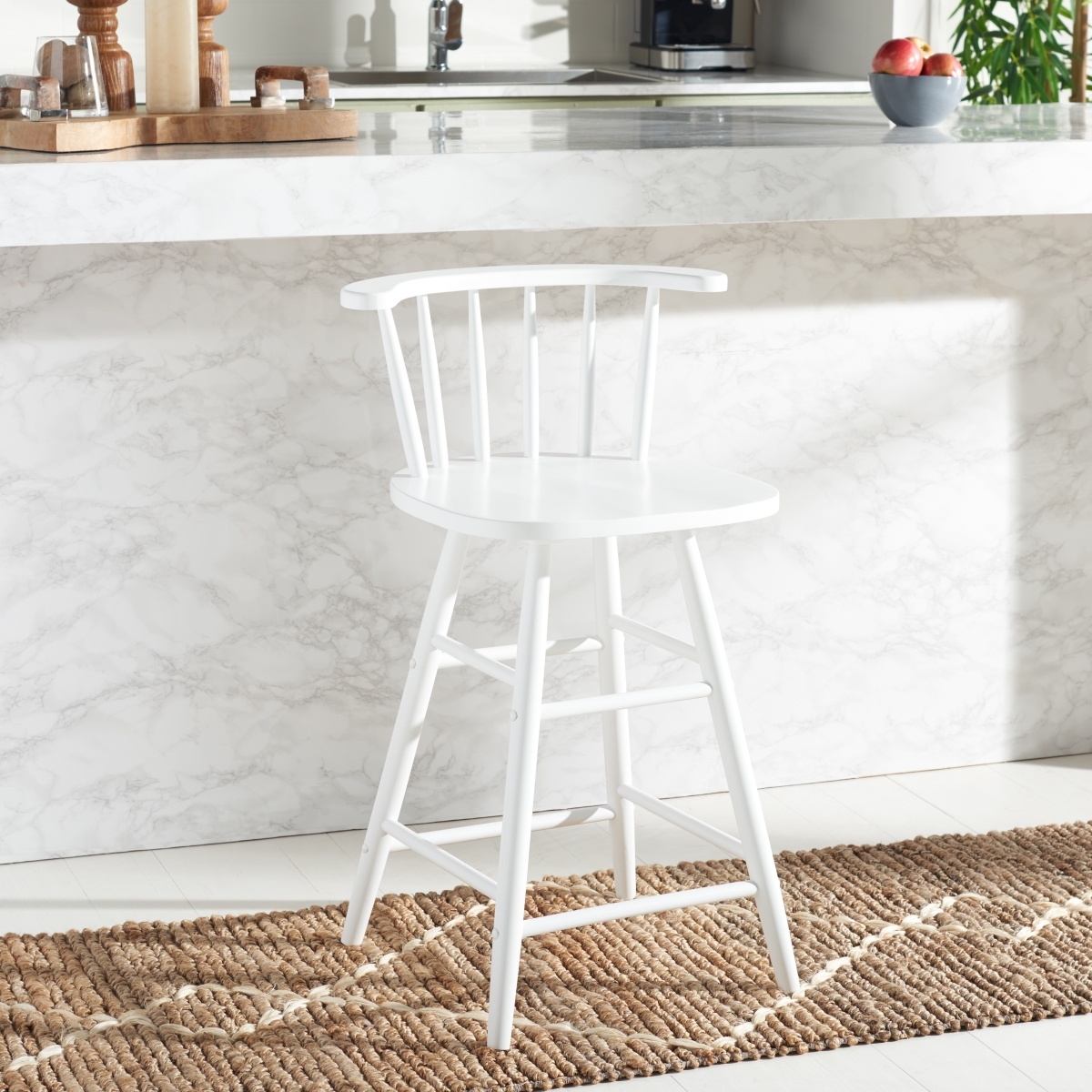 Jay Wood Counter Stool - White - Safavieh - Image 9