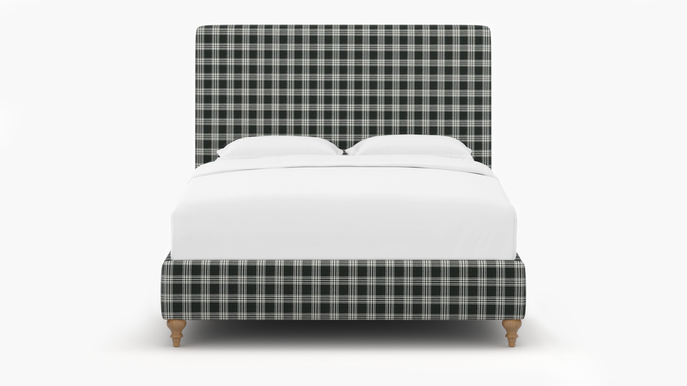 Classic Bed, Barnegat Plaid, Natural Decorative Tapered Leg, King - Image 0