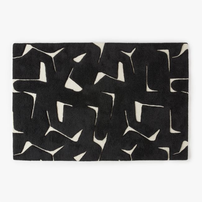 Sway Hand-Tufted Black and White Wool Area Rug 6'x9' - Image 0