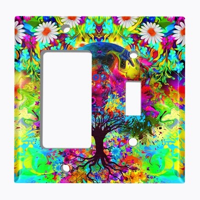 Metal Light Switch Plate Outlet Cover (Flower Tree - Single Rocker Single Toggle) - Image 0