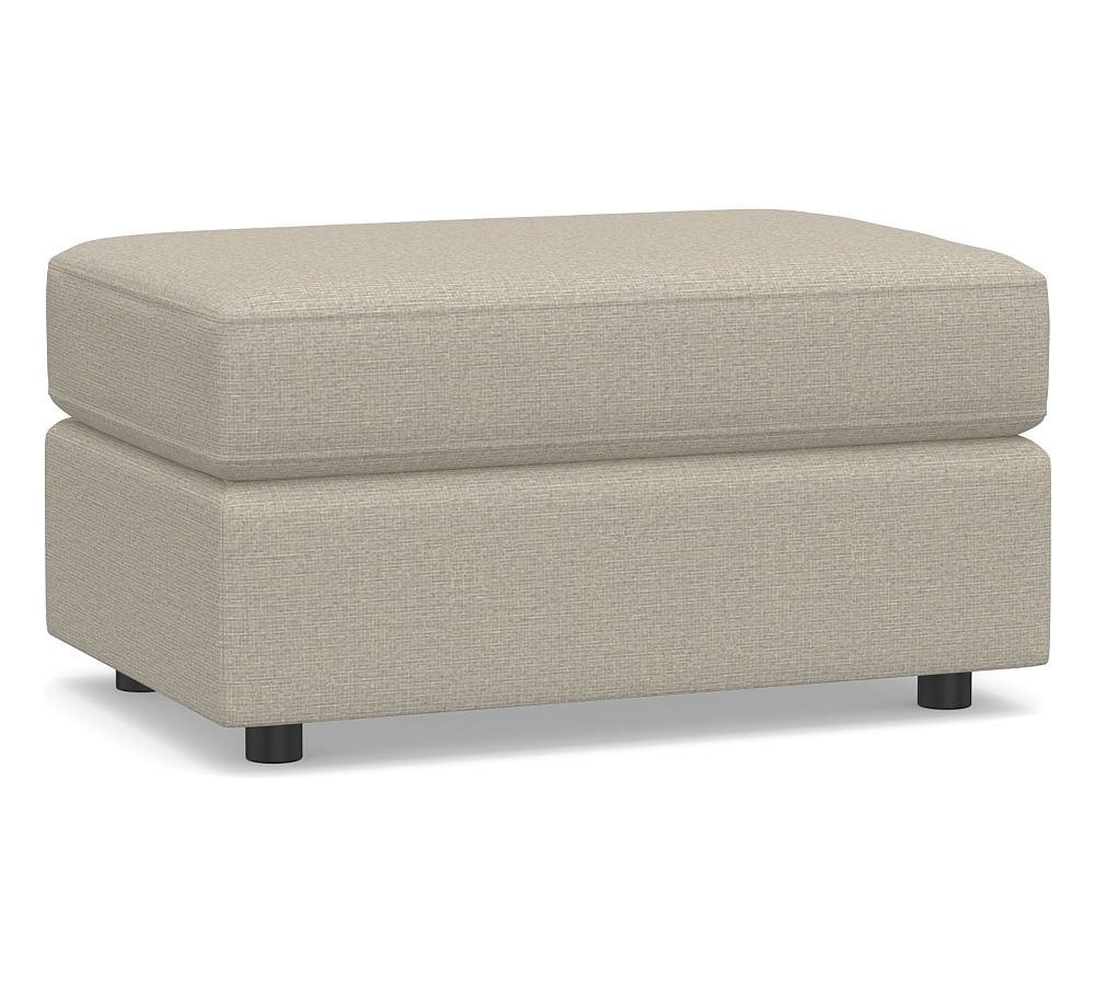 Pacifica Square Arm Upholstered Ottoman, Polyester Wrapped Cushions, Performance Boucle Fog - Image 0