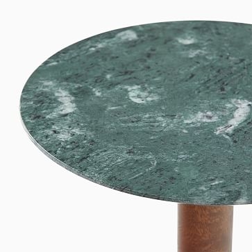 Mid-Century Drink Table, Warm Marble and Cerused White - Image 2