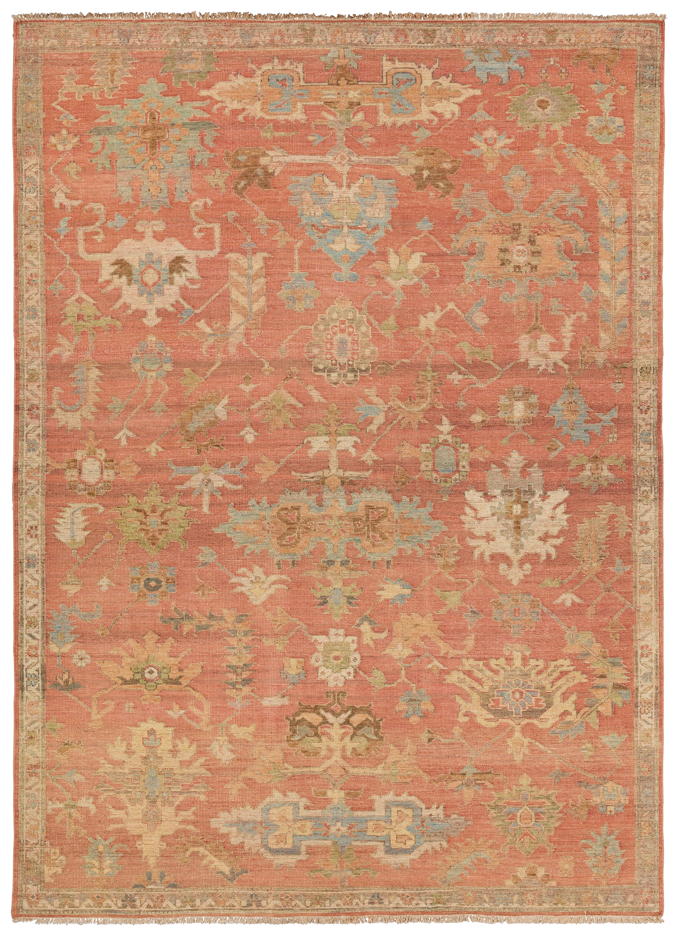 Amber CIC04 Handknotted Traditional Red and Yellow Area Rug (6'x9') - Image 0