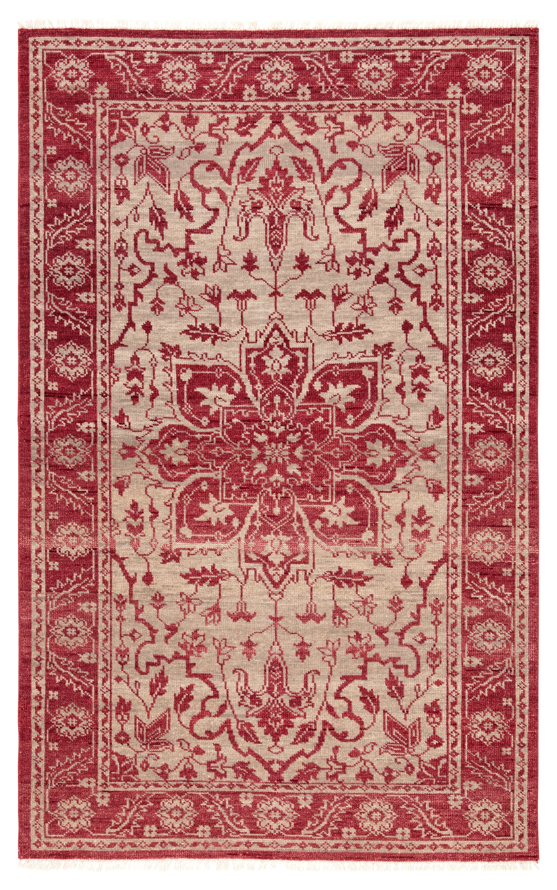 Abington Hand-Knotted Medallion Red/ Beige Area Rug (9'X12') - Image 0