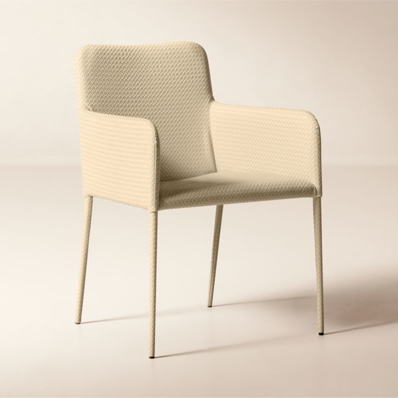 Duke Warm White Vegan Leather Dining Armchair Set of 4 - Image 5