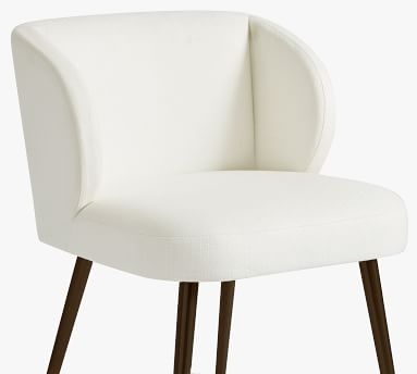 Wingback Upholstered Dining Side Chair, Bronze Leg, Basketweave Slub Ivory - Image 1