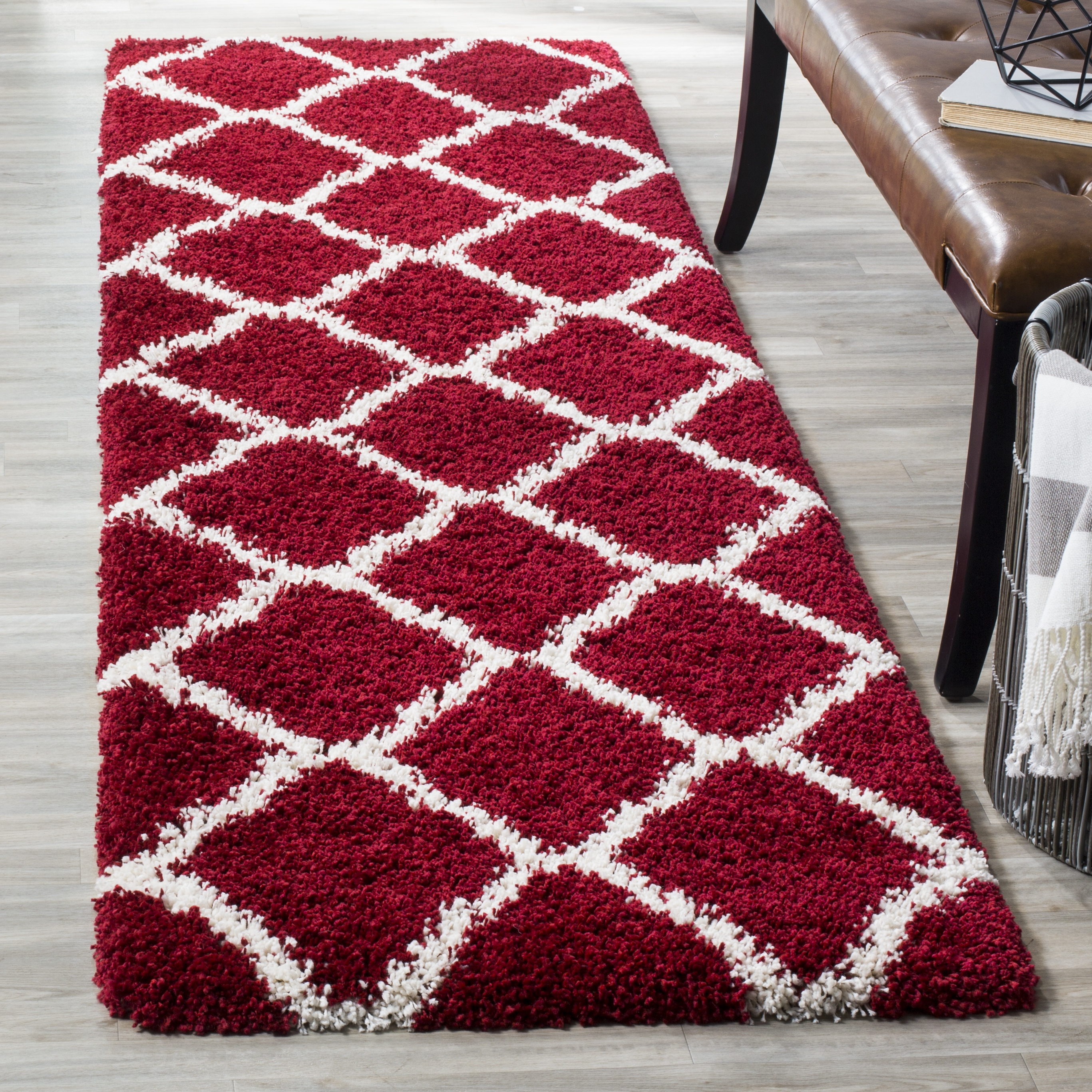 Arlo Home Woven Area Rug, SGH283R, Red/Ivory,  2' 3" X 8' - Image 1
