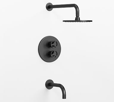 Tilden Thermostatic Cross-Handle Bathtub & Shower Faucet Set, Matte Black - Image 0
