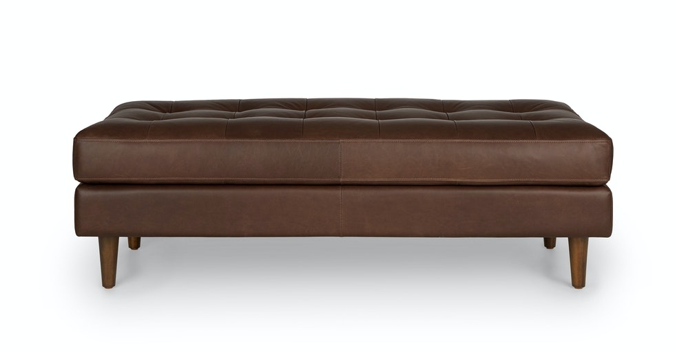 Sven 56" Tufted Leather Bench - Charme Chocolat - Image 0