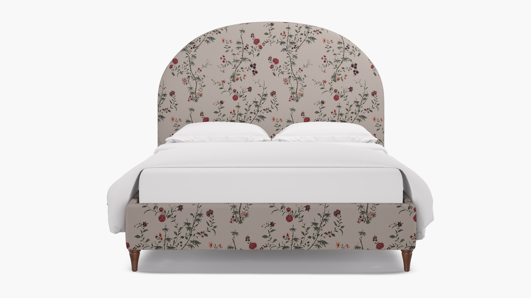 Demilune Bed, Multi Bamboo Garden, Walnut Decorative Tapered Leg, King - Image 0