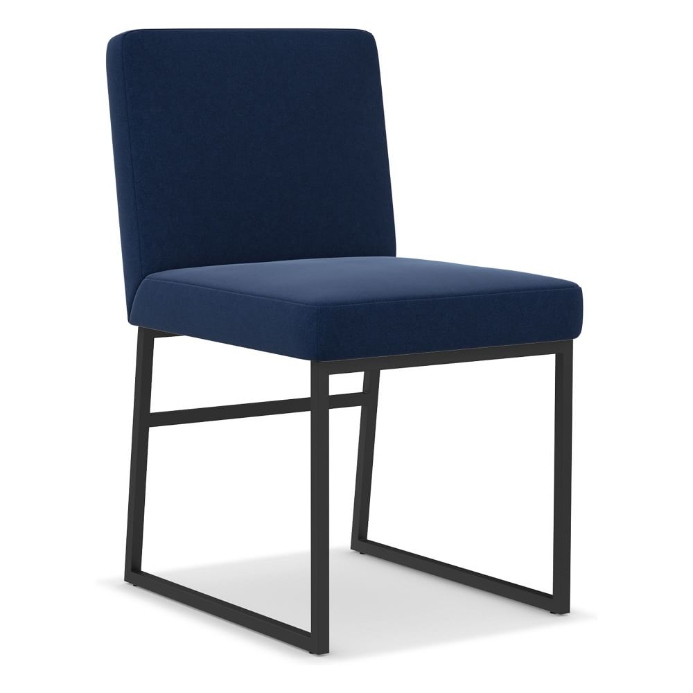 Range Side Chair, Performance Velvet, Ink Blue, Dark Bronze - Image 0