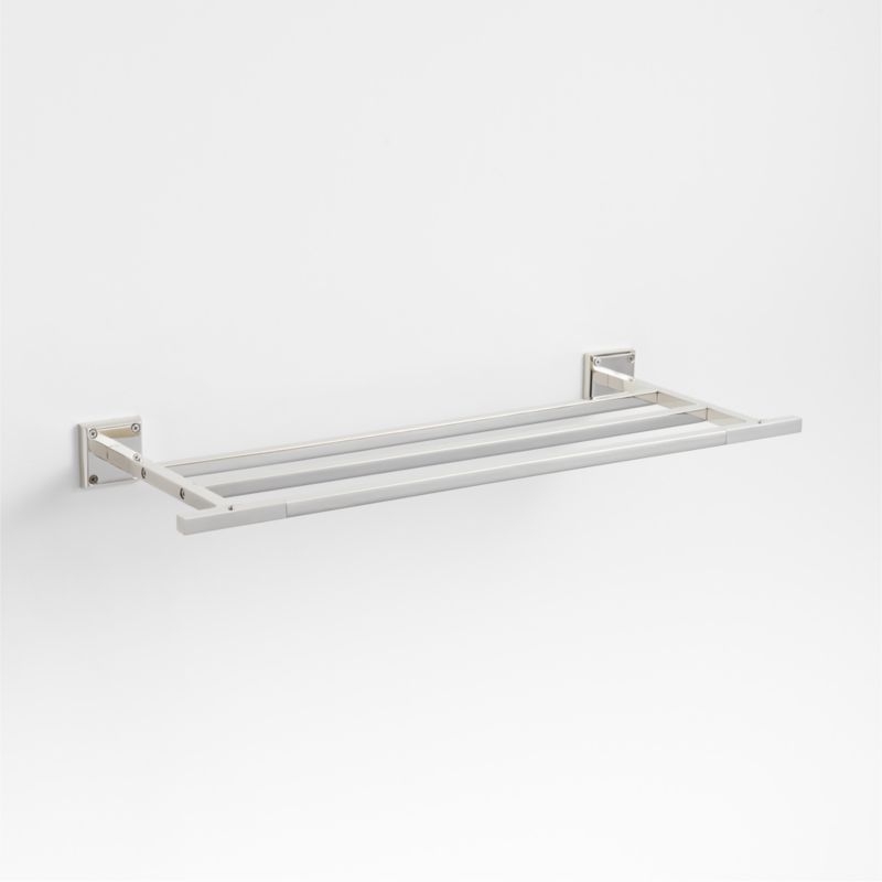 Square Edge Polished Chrome Wall-Mounted Bathroom Towel Rack - Image 1